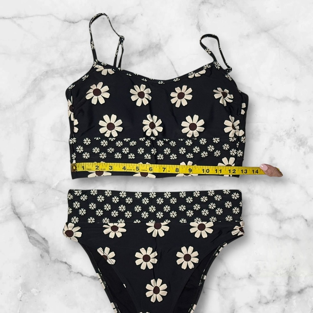 NWT | Salt + Cove | Daisy Print Bikini Set Two-Piece Swimsuit | Black | Size M - Picture 4 of 12